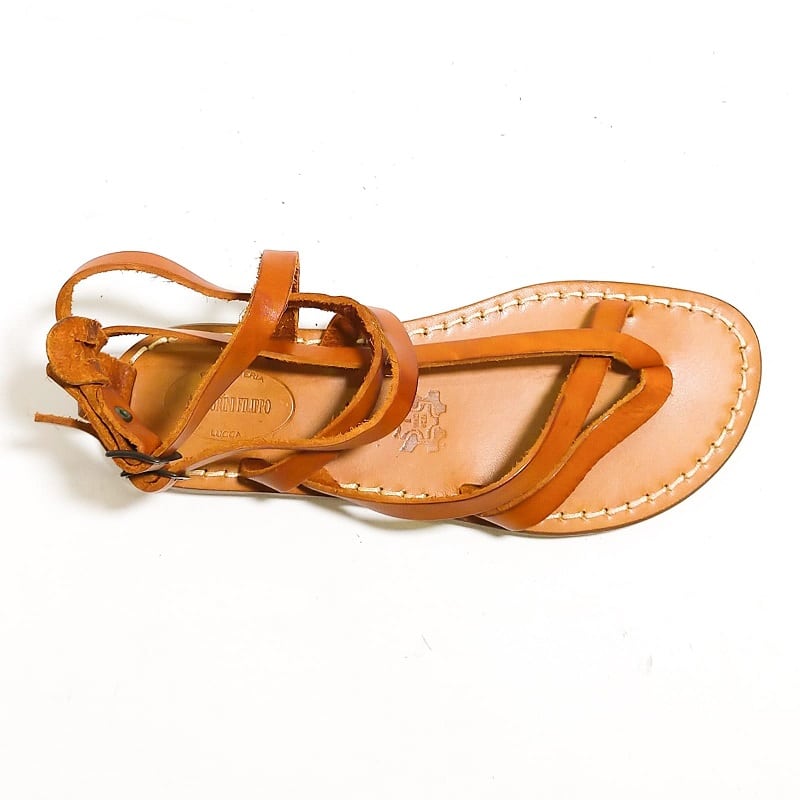 Sandalo in cuoio alla schiava donna con fibbie Pelletteria Allegrini Filippo 574D cuoio