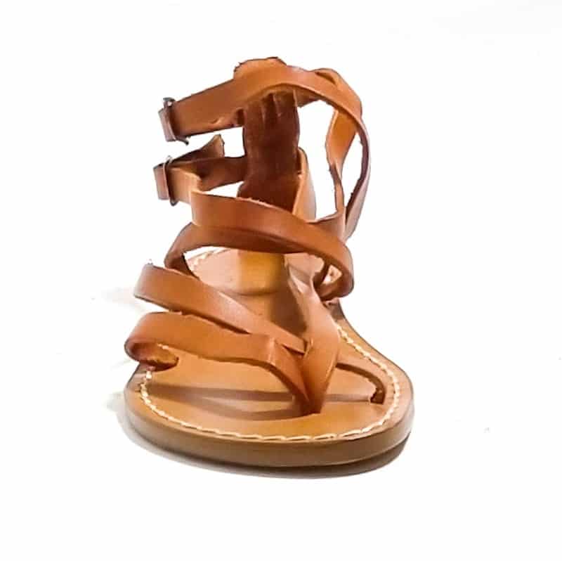 Women's leather gladiator sandal with buckles Pelletteria Allegrini Filippo 574D leather