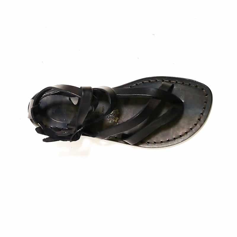 Sandalo in cuoio alla schiava donna con fibbie Pelletteria Allegrini Filippo 574D nero