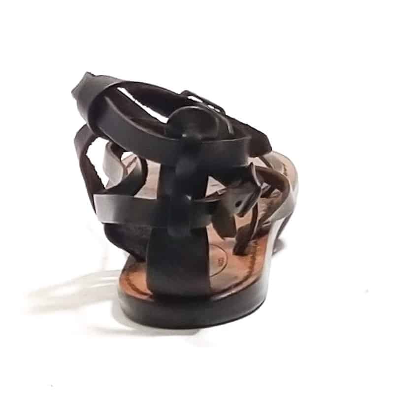 Women's leather gladiator sandal with buckles by Pelletteria Allegrini Filippo 574D dark brown