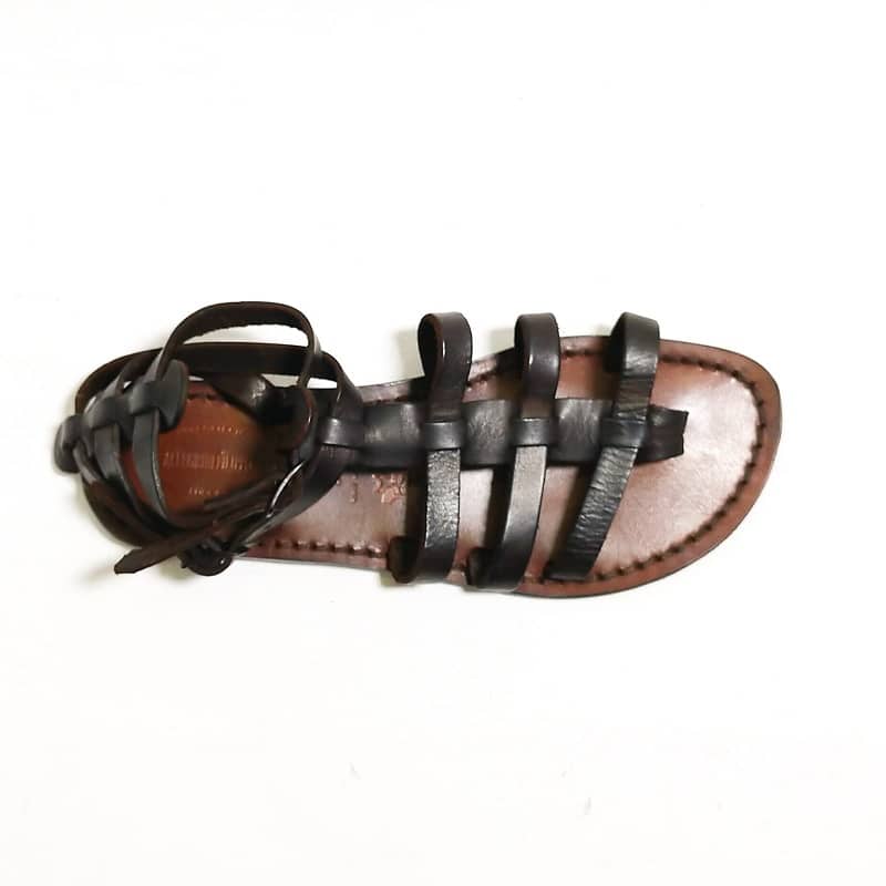 Sandalo in cuoio alla schiava donna Pelletteria Allegrini Filippo 506D testa di moro