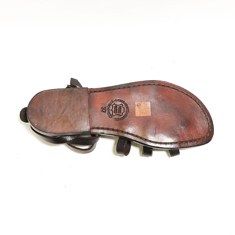 Women's leather gladiator sandal by Pelletteria Allegrini Filippo 506D dark brown