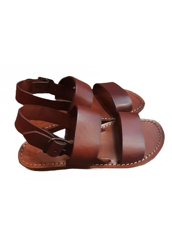 Sandalo in cuoio francescano donna Pelletteria Allegrini Filippo 500XD chianti