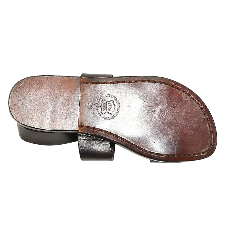 Women's Franciscan leather sandal by Pelletteria Allegrini Filippo 500XD dark brown