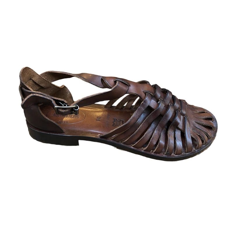 women's caged leather sandal Pelletteria Allegrini Filippo W2033 brown