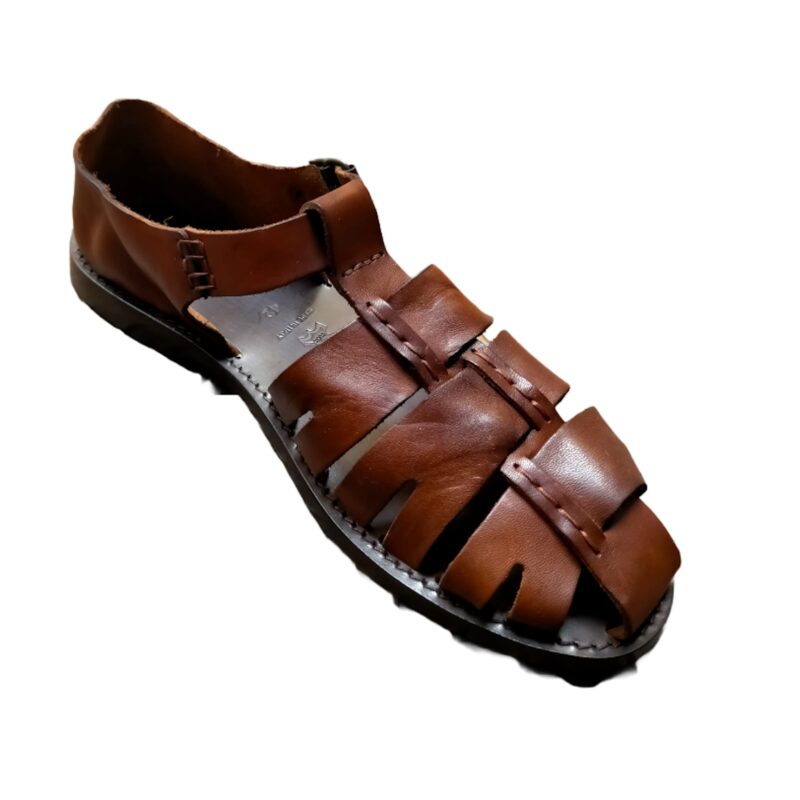 Sandalo in cuoio gabbia uomo Pelletteria Allegrini Filippo M5912 Marrone