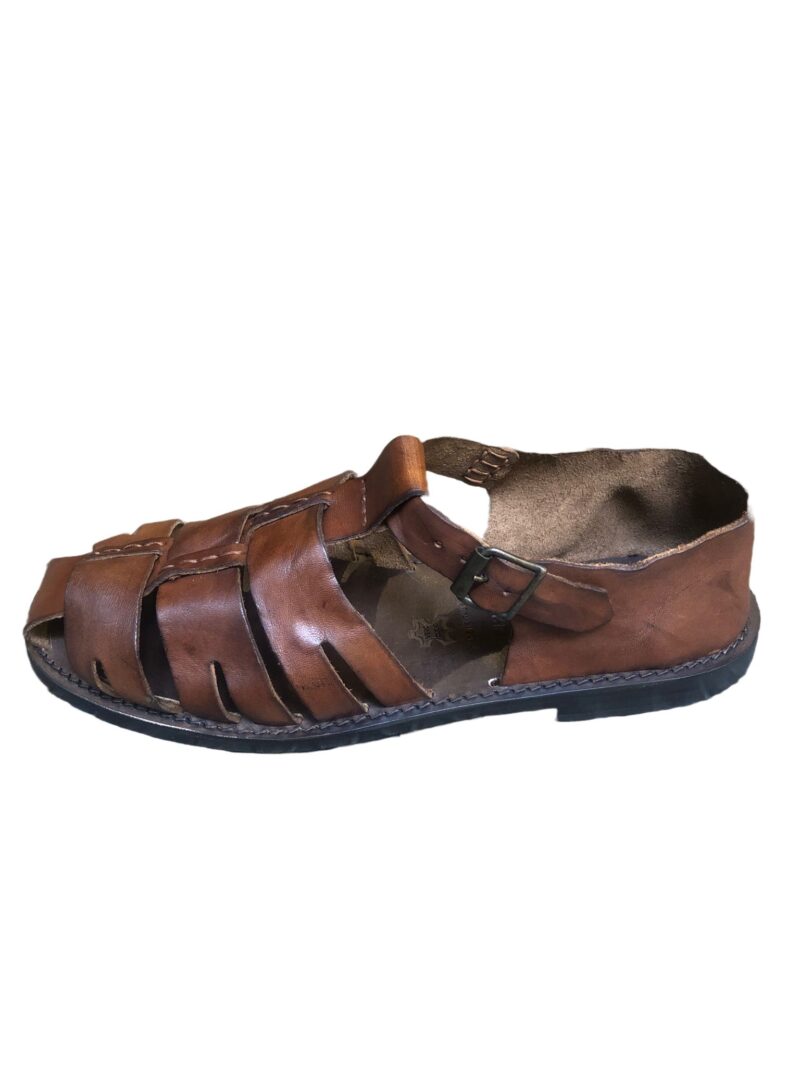 Men's leather cage sandal Pelletteria Allegrini Filippo M5912 Brown