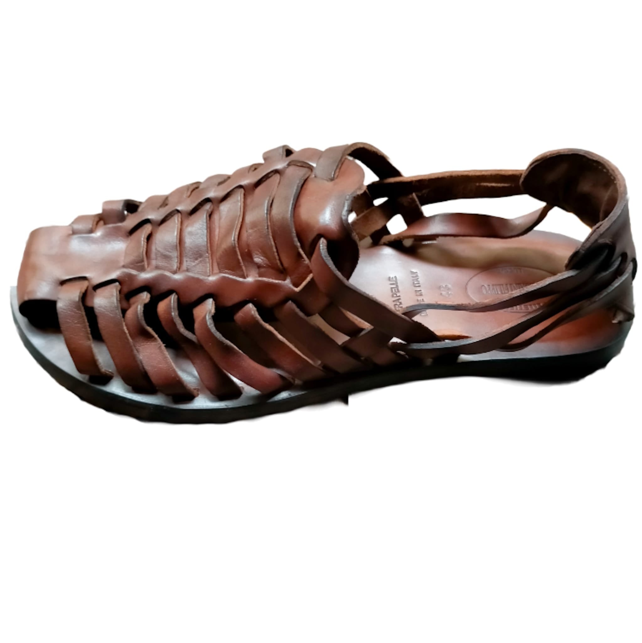 Sandalo in cuoio gabbia uomo Pelletteria Allegrini Filippo M6579 Marrone