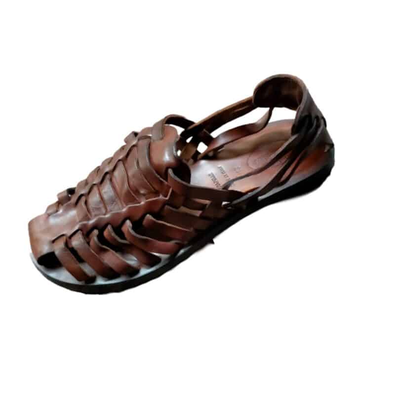 Sandalo in cuoio gabbia uomo Pelletteria Allegrini Filippo M6579 Marrone