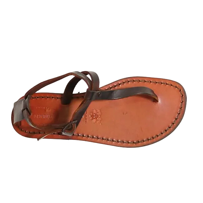 Sandalo in cuoio infradito donna Pelletteria Allegrini Filippo 582D testa di moro