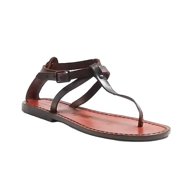 Sandalo in cuoio infradito donna Pelletteria Allegrini Filippo 582D testa di moro