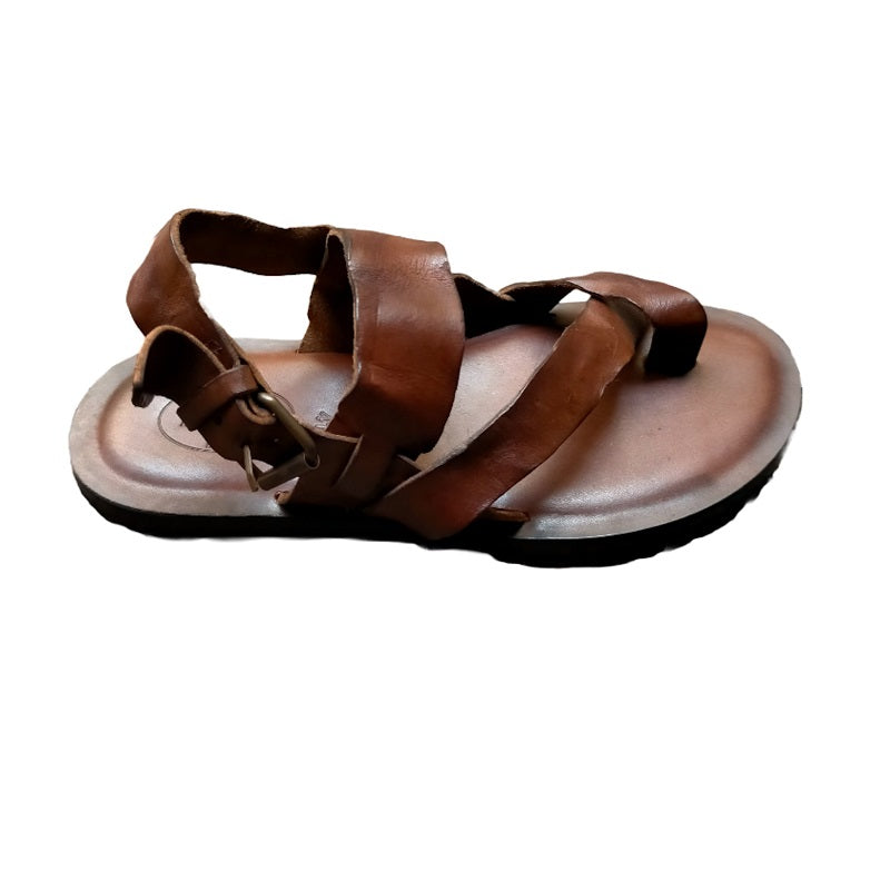 Sandalo in cuoio infradito uomo Pelletteria Allegrini Filippo M5877 Marrone