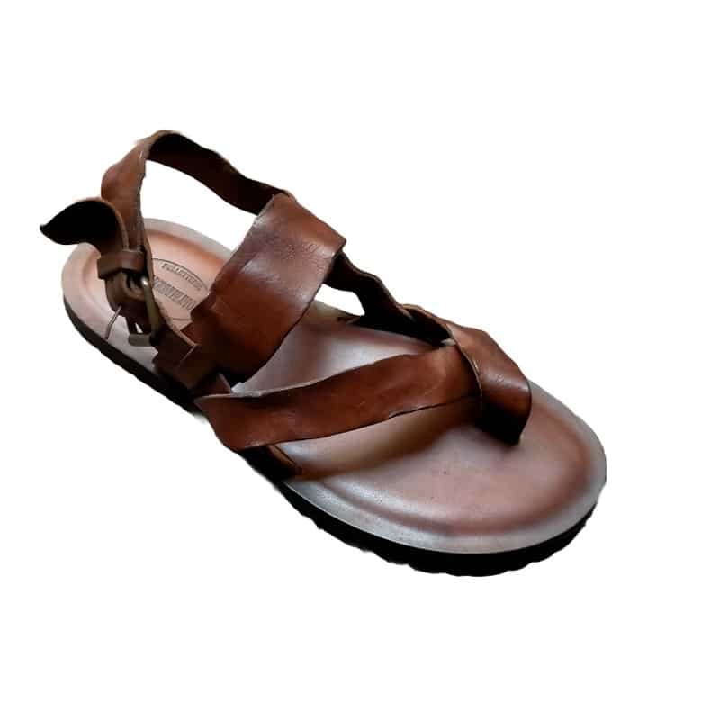 Sandalo in cuoio infradito uomo Pelletteria Allegrini Filippo M5877 Marrone