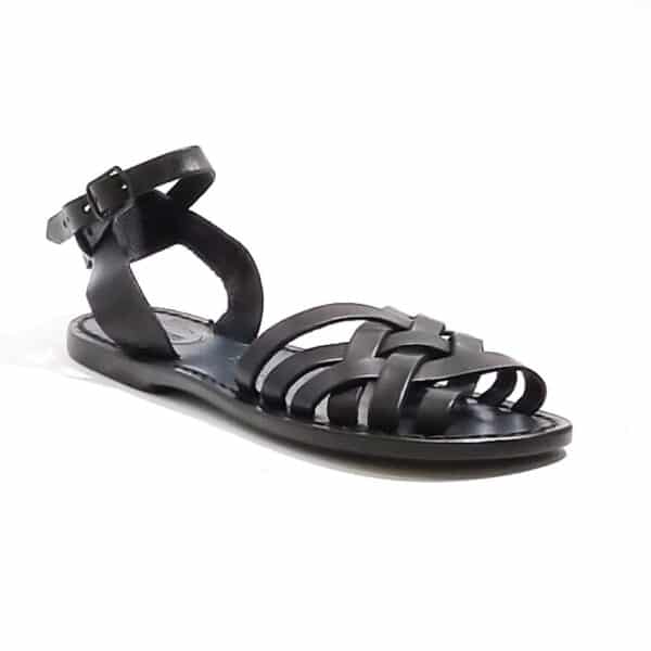 Sandalo in cuoio intrecciato donna Pelletteria Allegrini Filippo 595D nero