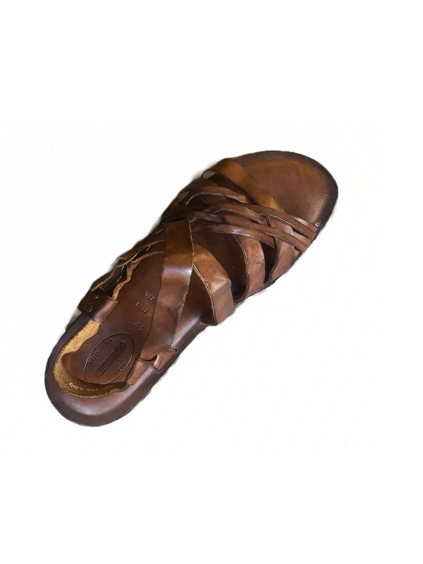 Sandalo in cuoio uomo con intreccio Pelletteria Allegrini Filippo M6112 Marrone