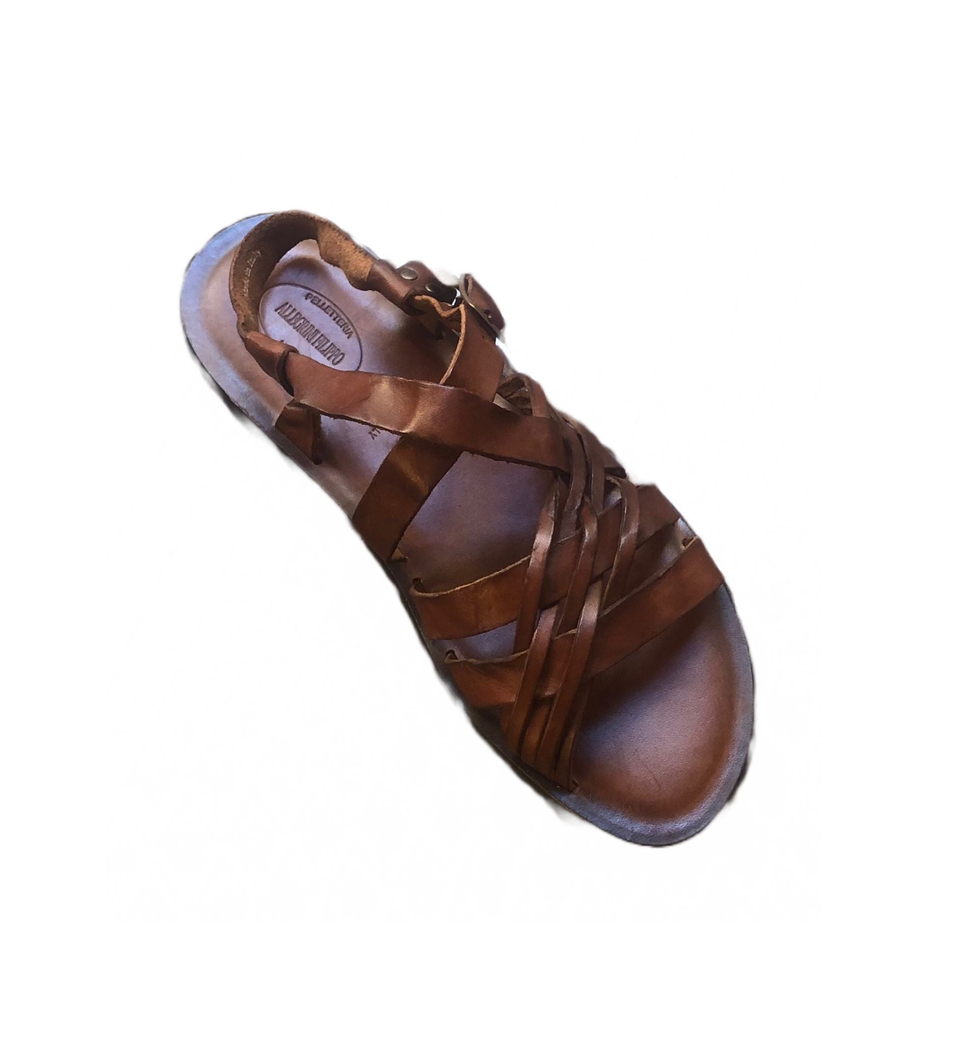 Sandalo in cuoio uomo con intreccio Pelletteria Allegrini Filippo M6112 Marrone