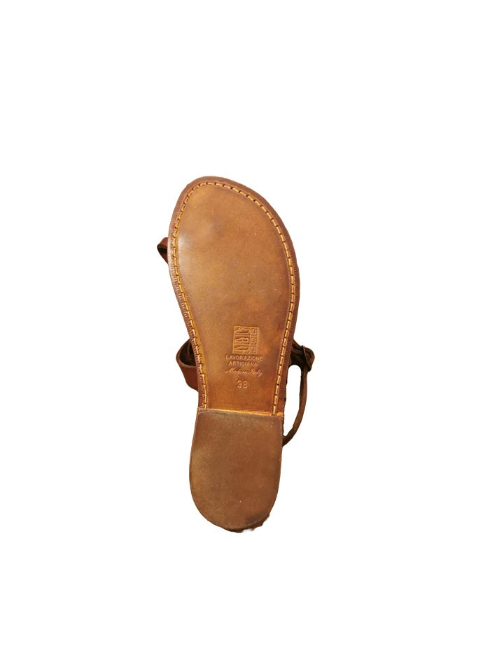 Women's leather flip-flop sandal Pelletteria Allegrini Filippo 538XD chianti