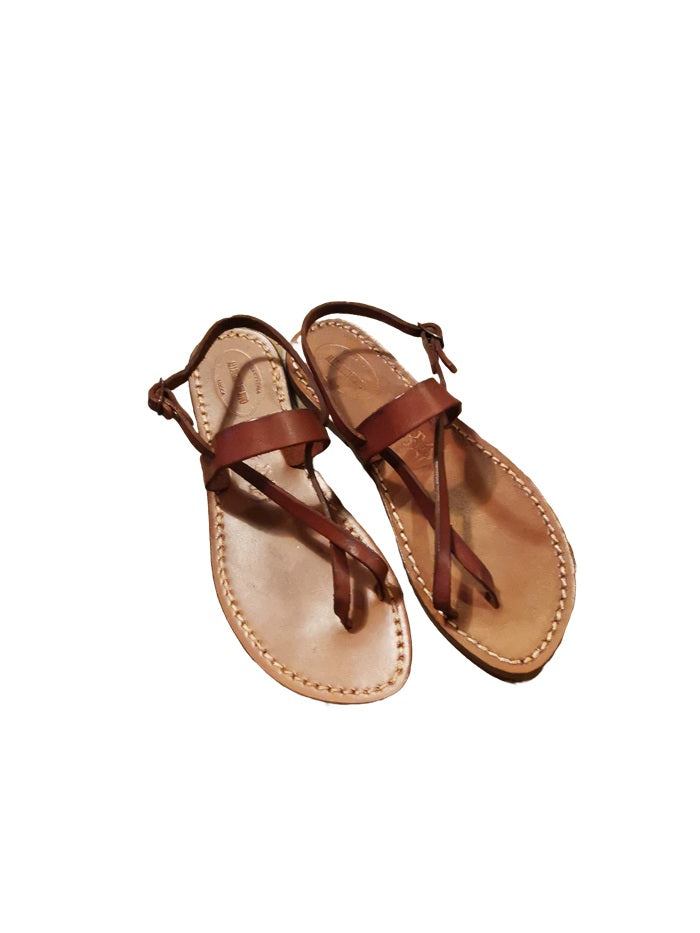 Sandalo infradito in cuoio donna Pelletteria Allegrini Filippo 538XD chianti