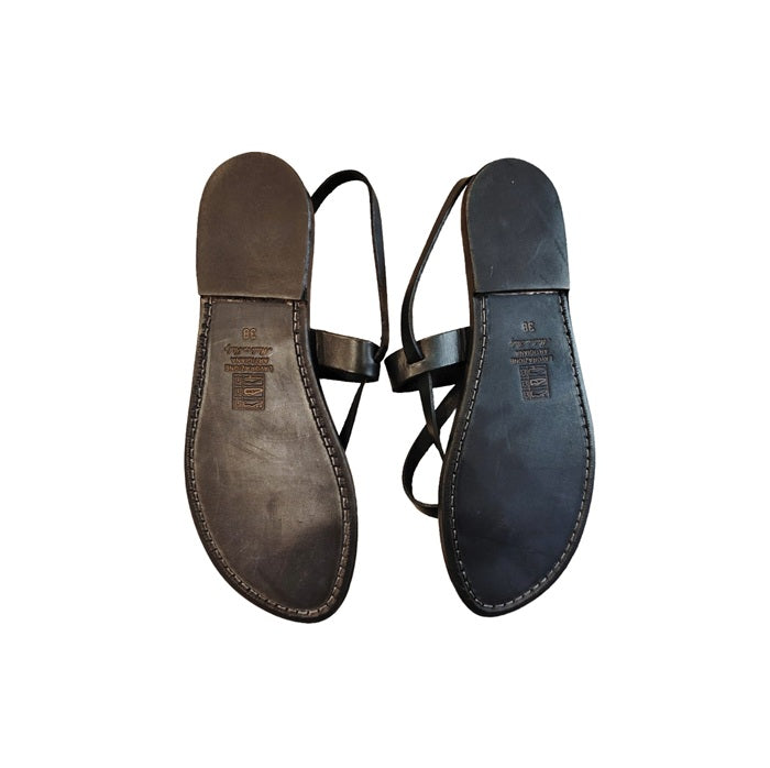 Sandalo infradito in cuoio donna Pelletteria Allegrini Filippo 538XD nero