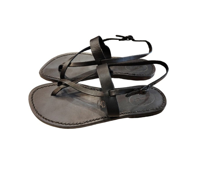 Sandalo infradito in cuoio donna Pelletteria Allegrini Filippo 538XD nero