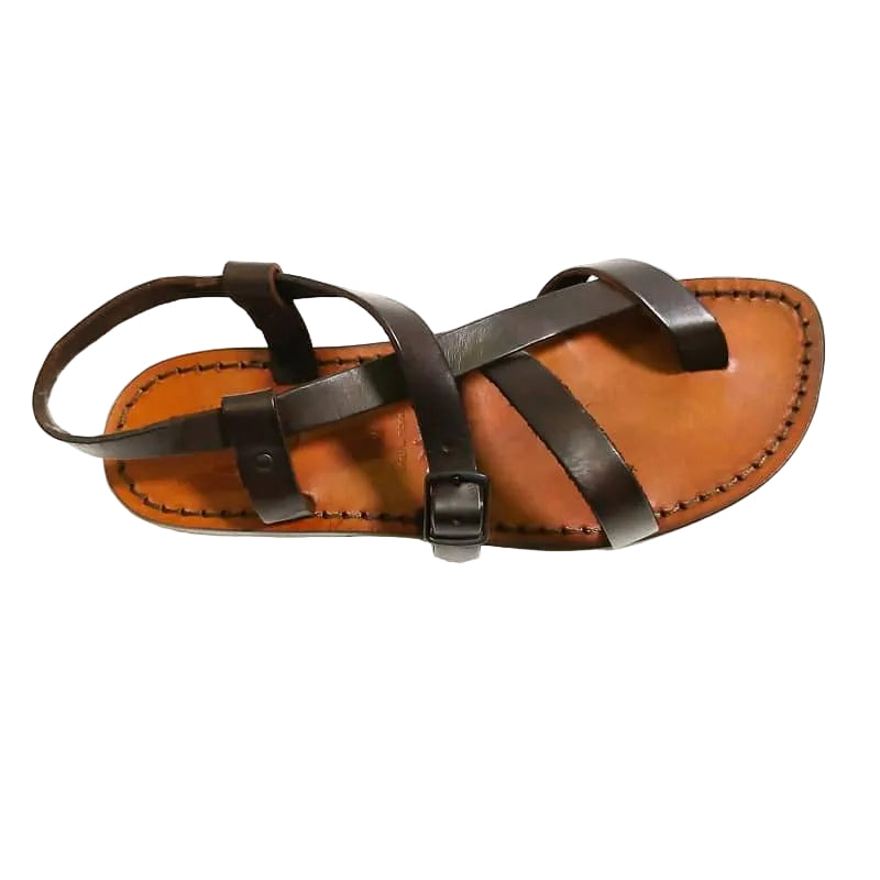 Sandalo infradito in cuoio uomo Pelletteria Allegrini Filippo 530U testa di moro