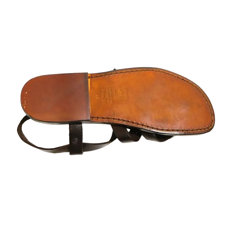 Men's leather flip-flop sandal Pelletteria Allegrini Filippo 530U dark brown