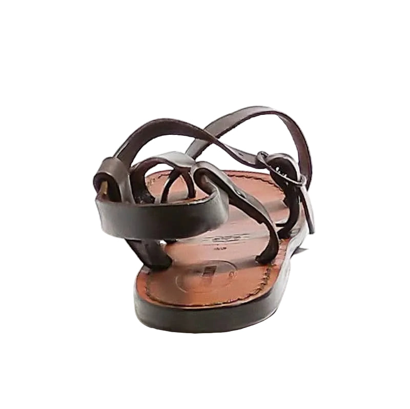 Men's leather flip-flop sandal Pelletteria Allegrini Filippo 530U dark brown