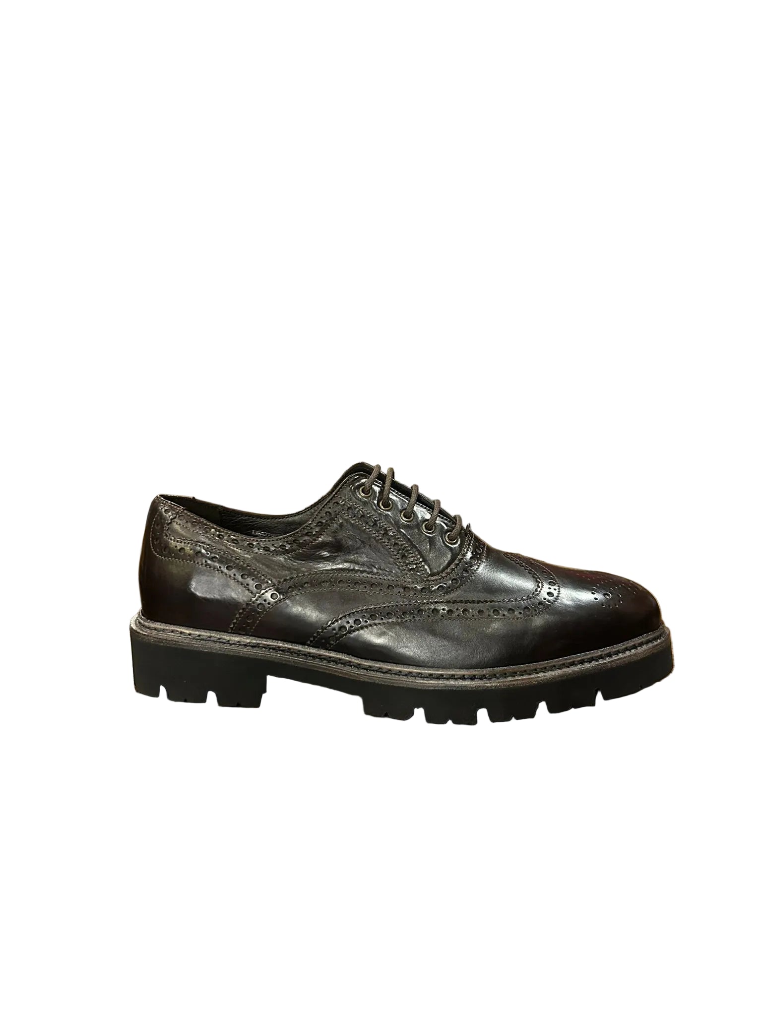 Scarpa stringata uomo in pelle Pelletteria Allegrini Filippo PRESTON Marrone scuro