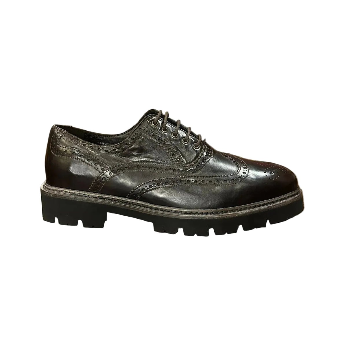 Scarpa stringata uomo in pelle Pelletteria Allegrini Filippo PRESTON Marrone scuro - Pelletteria Allegrini