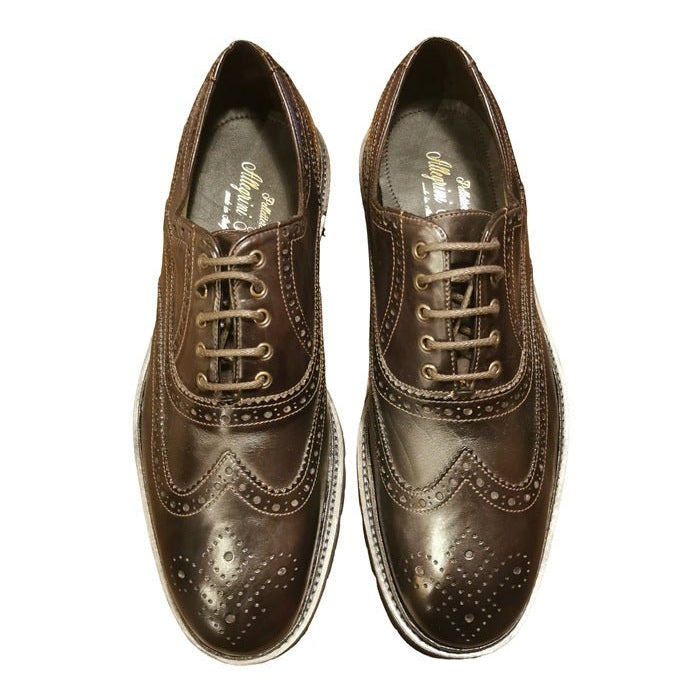 Scarpa stringata uomo in pelle Pelletteria Allegrini Filippo PRESTON Marrone scuro - Pelletteria Allegrini