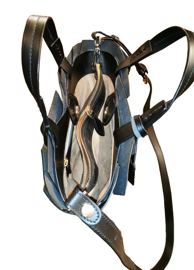 Leather Bucket Bag Opera Boldrini 07372 Black