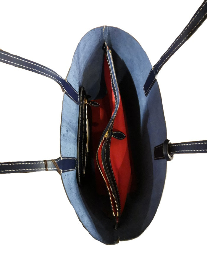 Shopper in pelle due manici Boldrini 07064 Notte