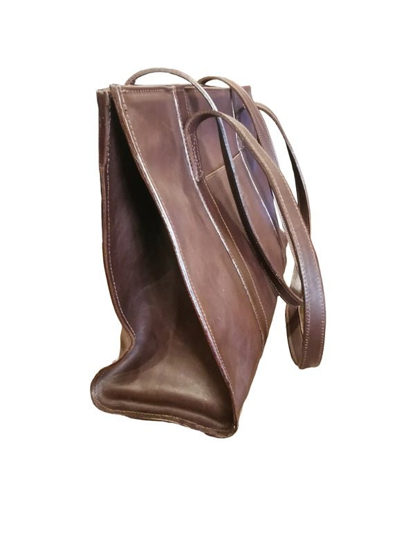 Shopper in pelle I Medici 63/2425 testa di moro - Pelletteria Allegrini