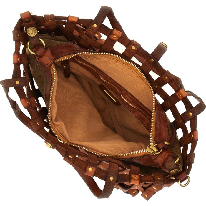 Shopping gabbia Valeria in pelle Campomaggi tgL C044210ND X3041 bronzo tinto cognac - Pelletteria Allegrini
