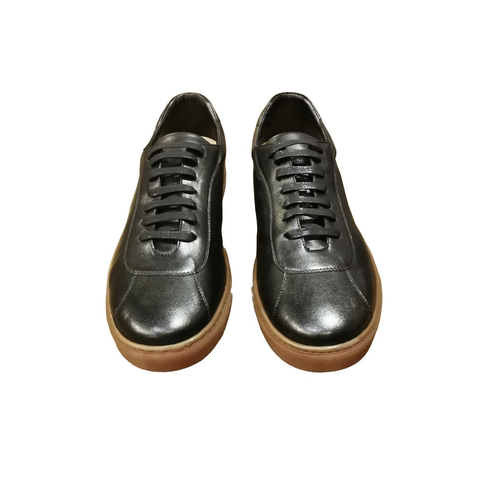 Men's low-top lambskin sneaker Pelletteria Allegrini Filippo CLAUT Black