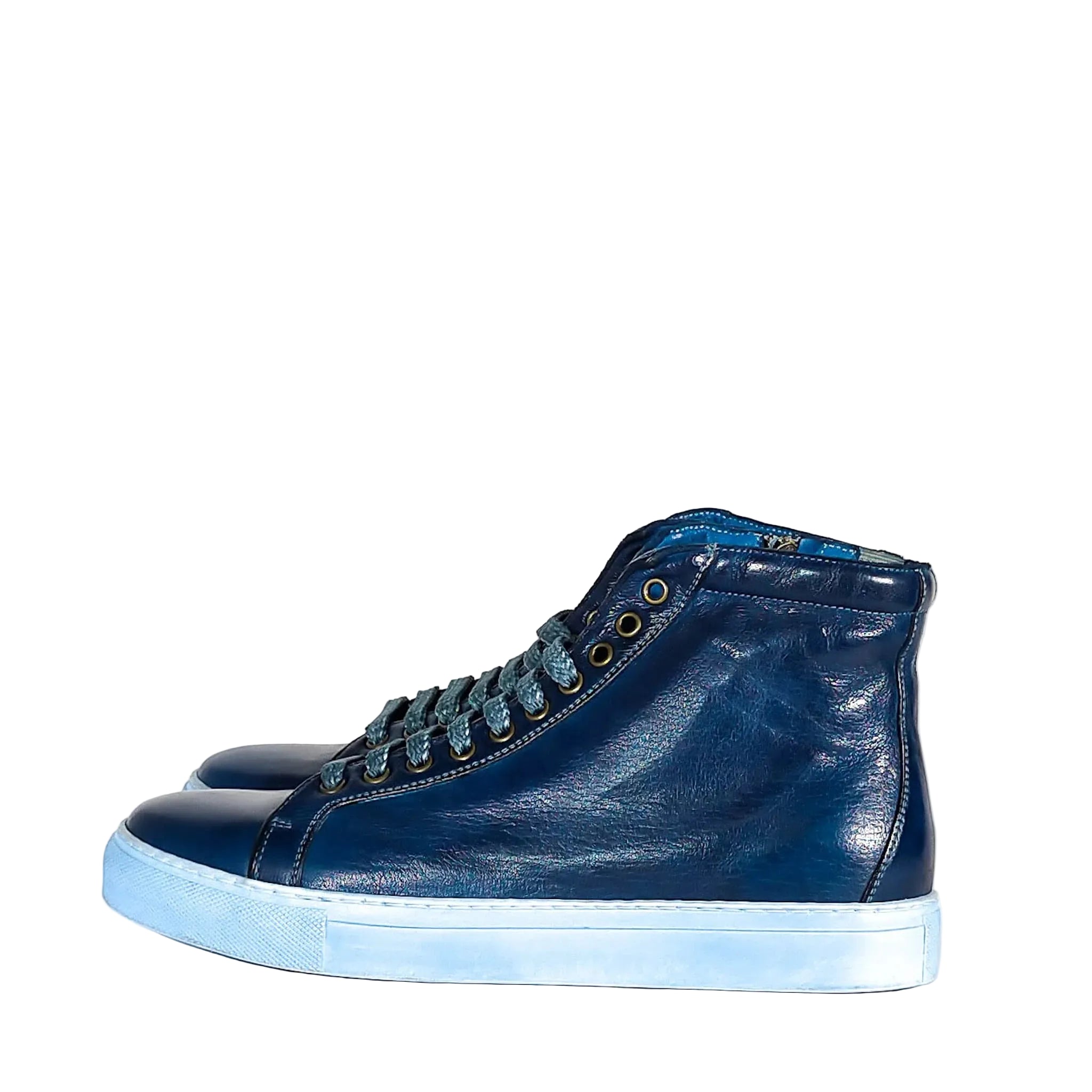 Sneakers alta da uomo in pelle Pelletteria Allegrini Filippo 6665 Indaco