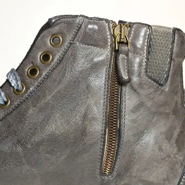 Men's High-Top Leather Sneakers Pelletteria Allegrini Filippo 6665 Grey