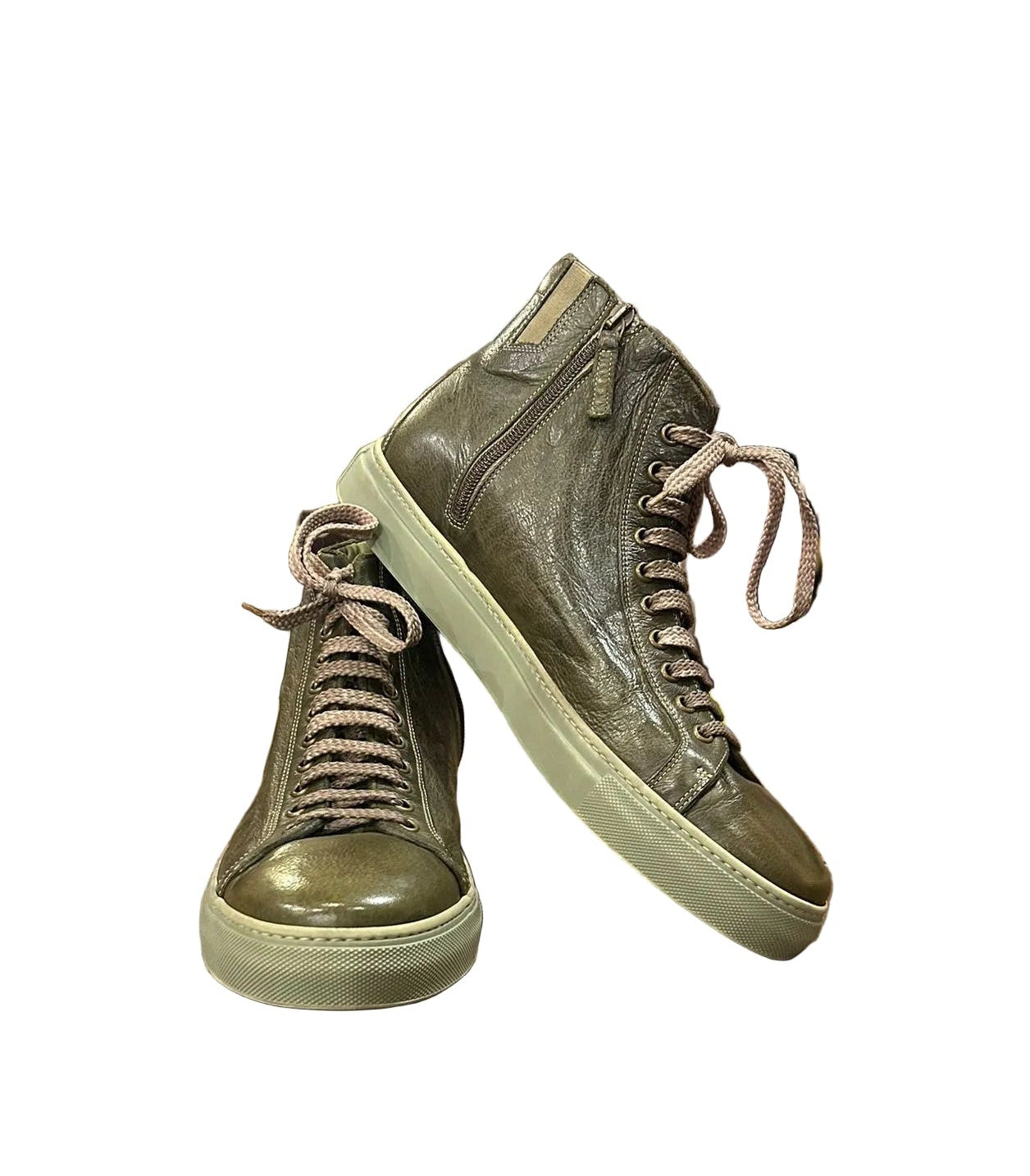 Sneakers alta da uomo in pelle Pelletteria Allegrini Filippo 6665 Kaki