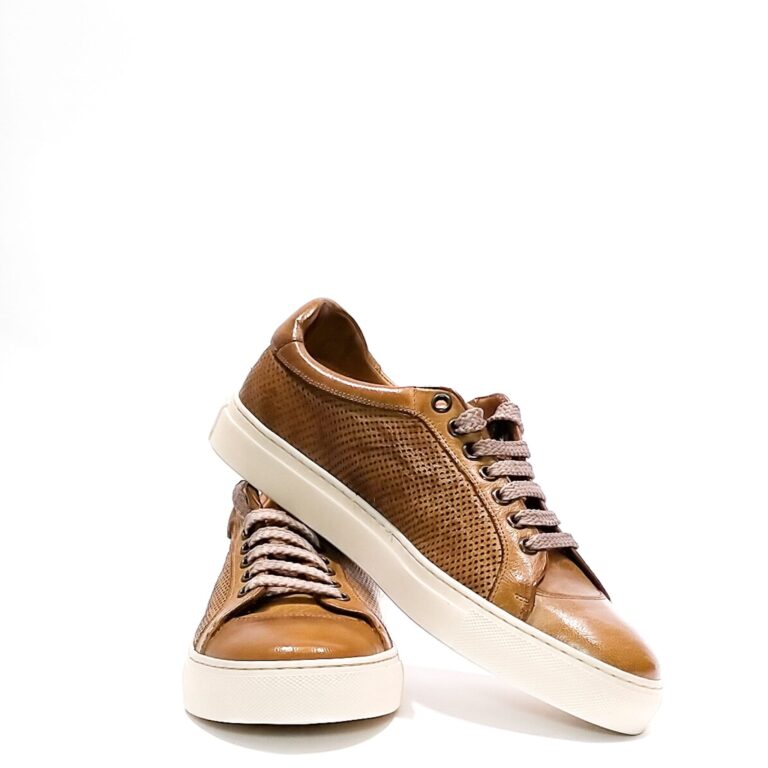 Men's leather sneakers by Pelletteria Allegrini Filippo Z841 cuoio