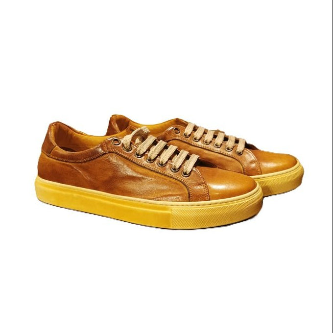 Sneakers bassa donna in pelle Pelletteria Allegrini Filippo D873 Cuoio - Pelletteria Allegrini