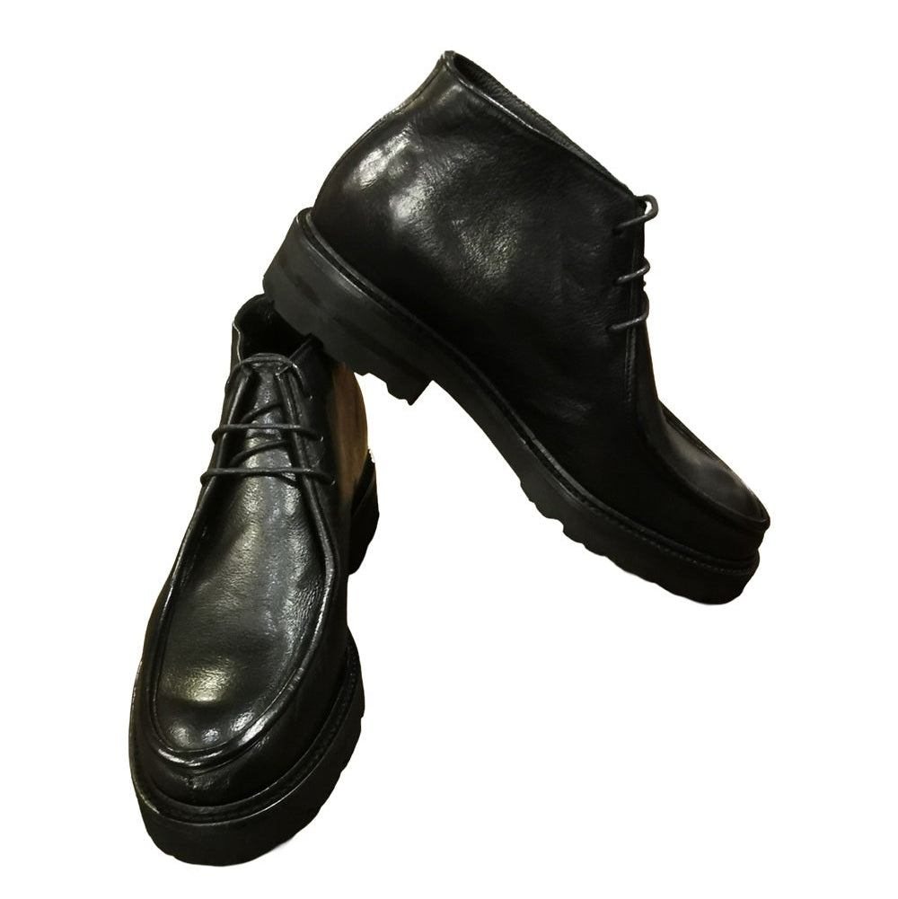 Women's Lace-Up Ankle Boot in Leather Pelletteria Allegrini Filippo PAMELA Black