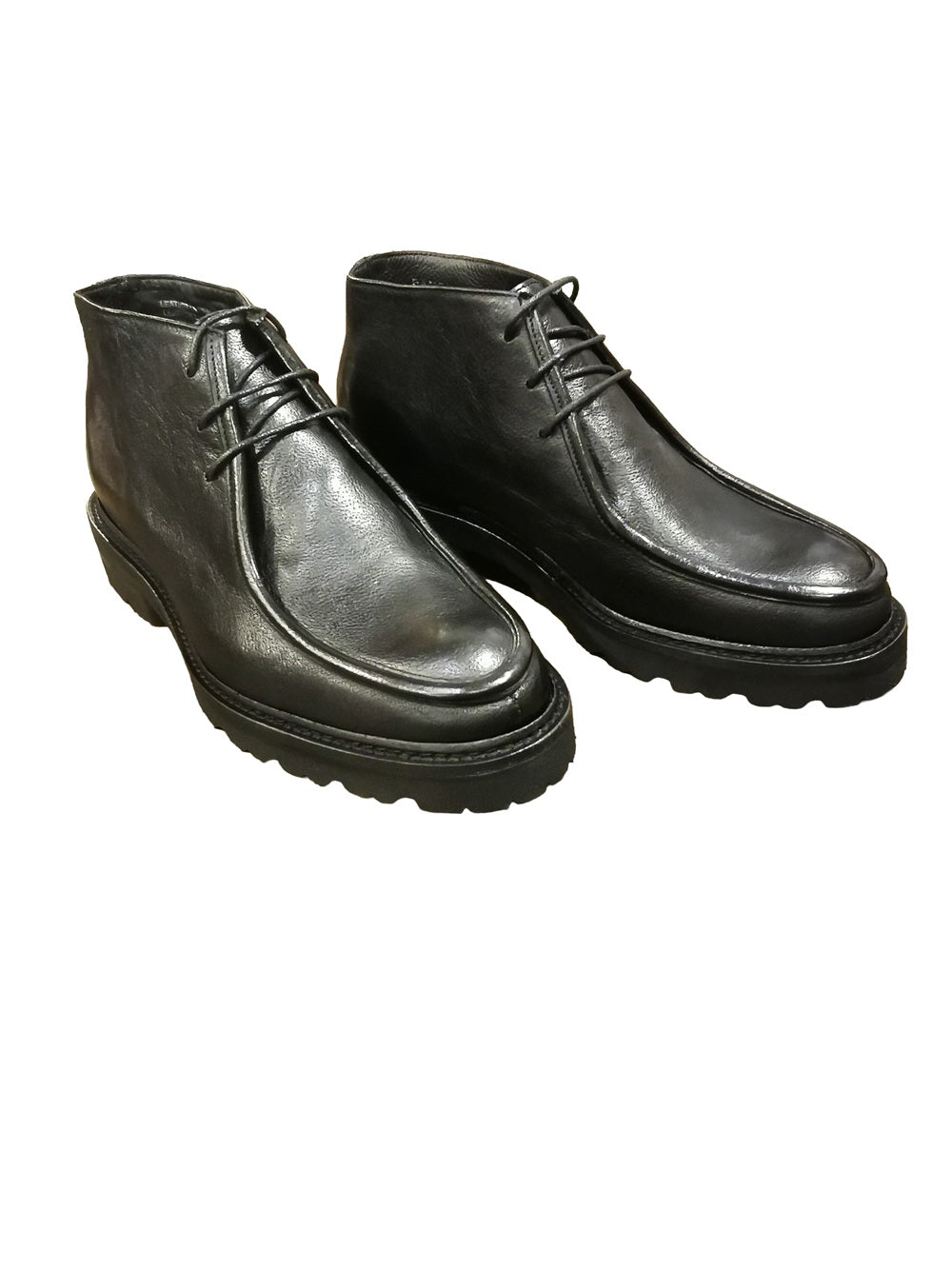 Women's Lace-Up Ankle Boot in Leather Pelletteria Allegrini Filippo PAMELA Black
