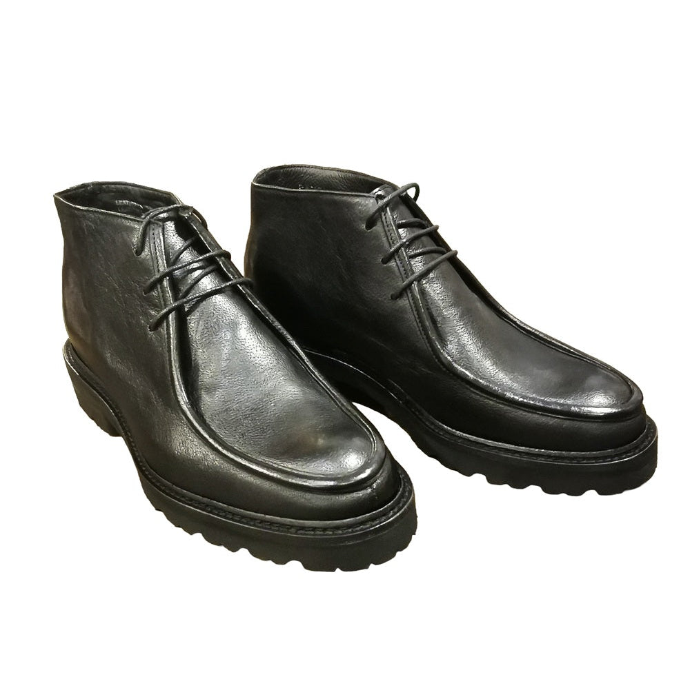 Women's Lace-Up Ankle Boot in Leather Pelletteria Allegrini Filippo PAMELA Black
