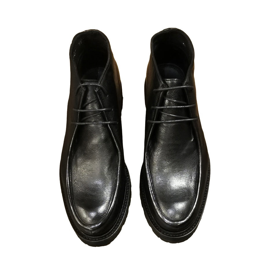 Women's Lace-Up Ankle Boot in Leather Pelletteria Allegrini Filippo PAMELA Black