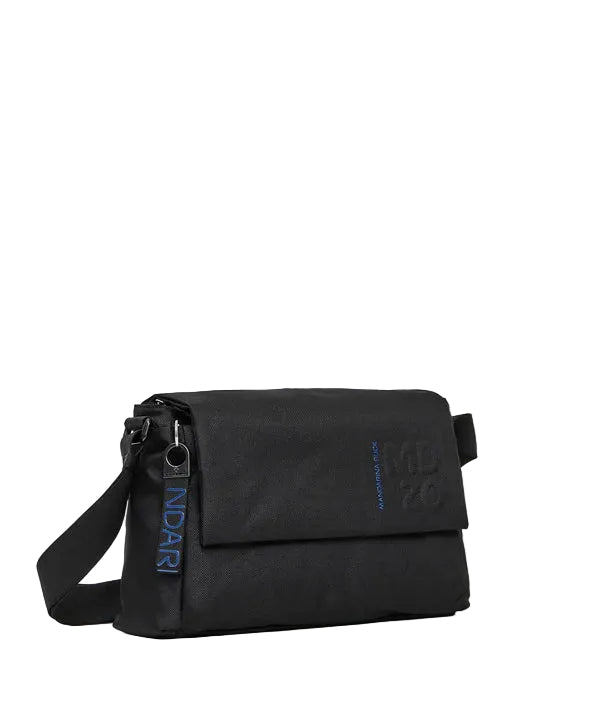 Fabric Shoulder Bag with Flap Mandarina Duck MD P10QMT28 Black