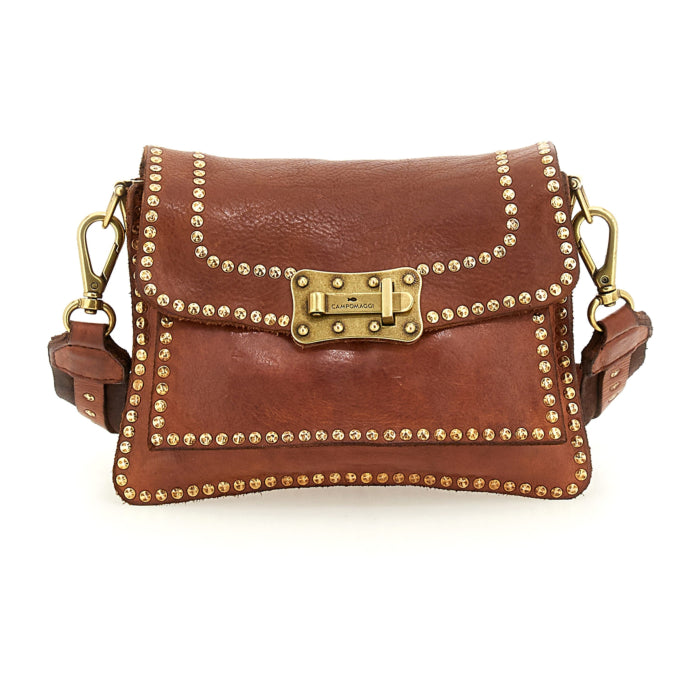 Tracollina in pelle con borchie Agnese Campomaggi C016500ND-X0007 Cognac