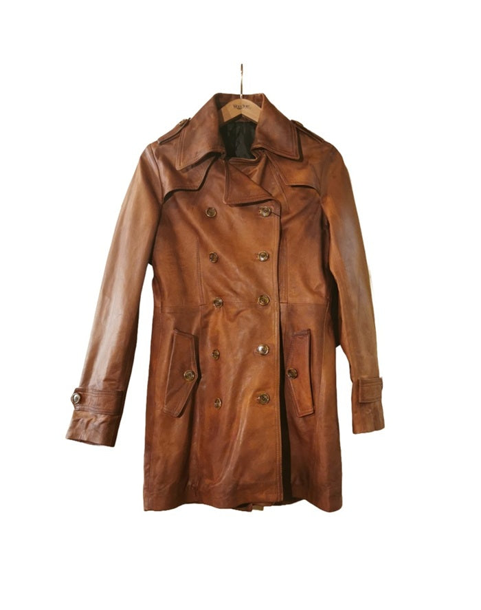 TRENCH donna in pelle Tuscany tamponato a mano Pelletteria Allegrini Filippo Rivista2