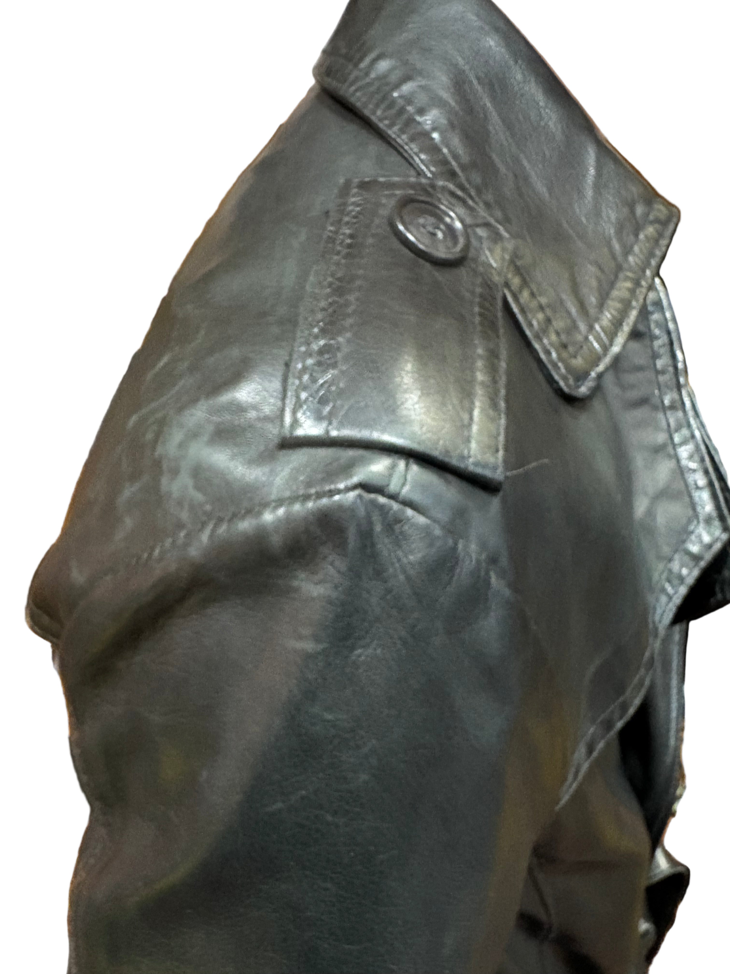 Men's leather hand-stamped trench coat Tuscany Pelletteria Allegrini Filippo Trench Black