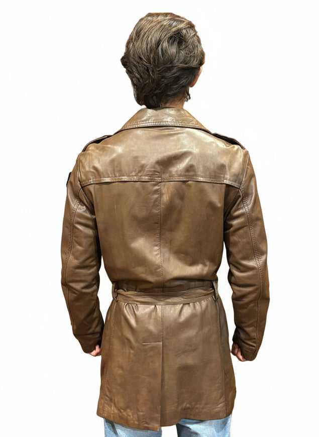 TRENCH uomo in pelle tamponato a mano Tuscany Pelletteria Allegrini Filippo Testa di moro