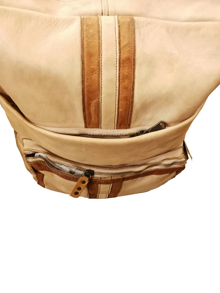 Leather Trolley/Backpack Pelletteria Allegrini Filippo 1604 Beige
